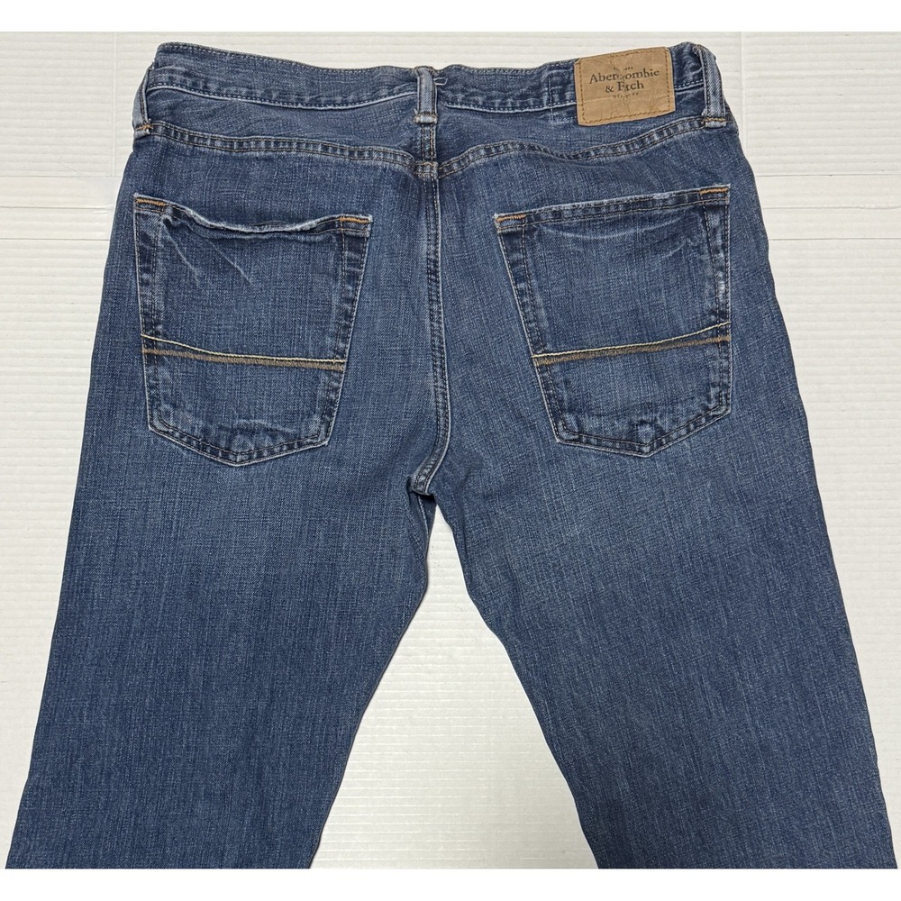 ABERCROMBIE & FITCH - Men's Blue Straight Slim‎ Denim Cotton Jeans - Size 32x32